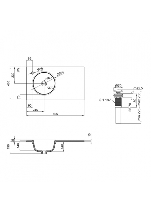 Раковина Qtap Virgo 80x46x30 White с донным клапаном QT1811FL8130ALLW