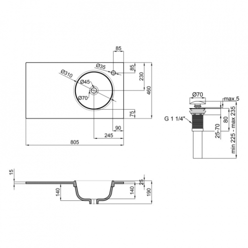 Раковина Qtap Virgo 80x46x30 White з донним клапаном QT1811FL8130ARRW