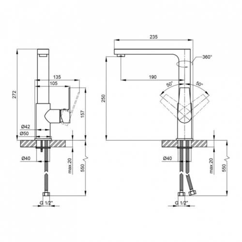 Змішувач для кухні Qtap Stenava 10M45102C