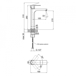 Смеситель для раковины Qtap Lipno 1023H101CB