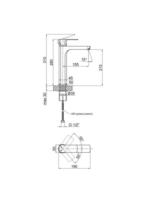 Смеситель для раковины Qtap Lipno 1023H101CB