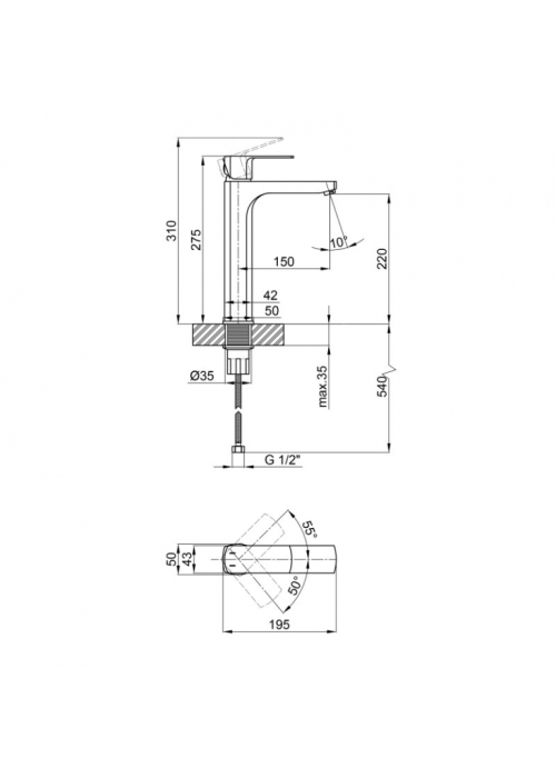 Смеситель для раковины Qtap Lipno 1023H101C