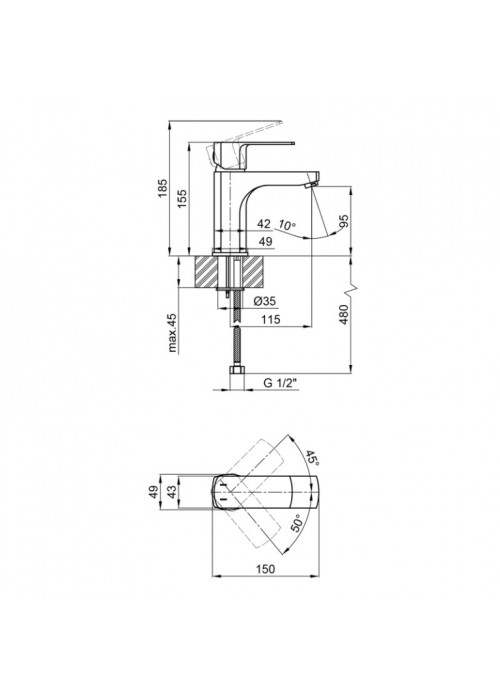 Смеситель для раковины Qtap Lipno 1023101G