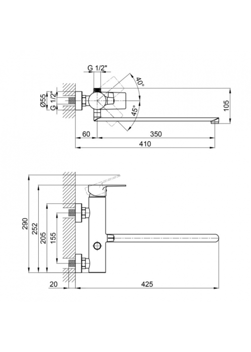 Смеситель для ванны Qtap Stenava 3245102FC