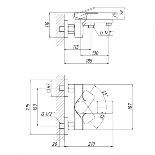 Змішувач для ванни Qtap Vlasta 3028102GC