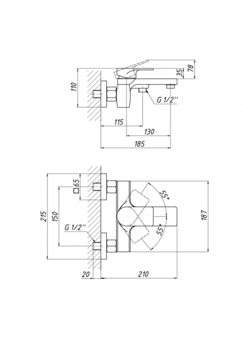 Смеситель для ванны Qtap Vlasta 3028102GC