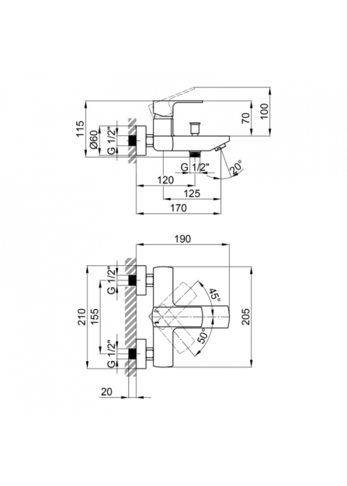 Смеситель для ванны Qtap Lipno 3023101DC