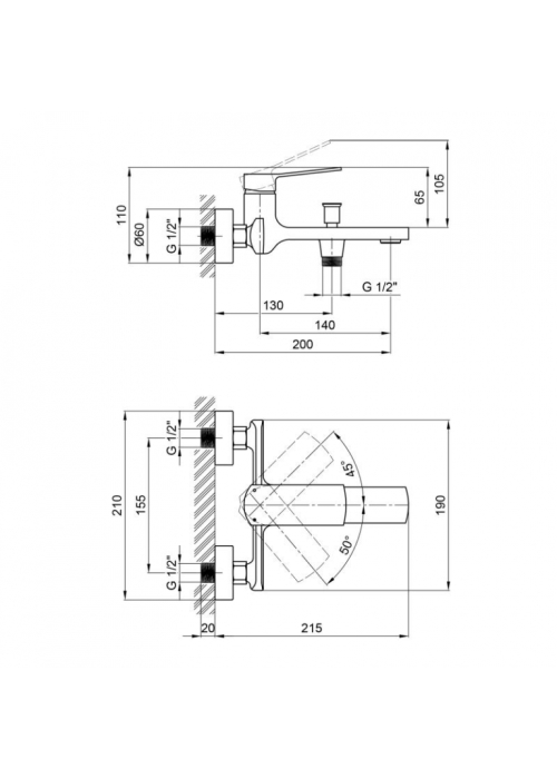 Смеситель для ванны Qtap Slavonice 3042103DC