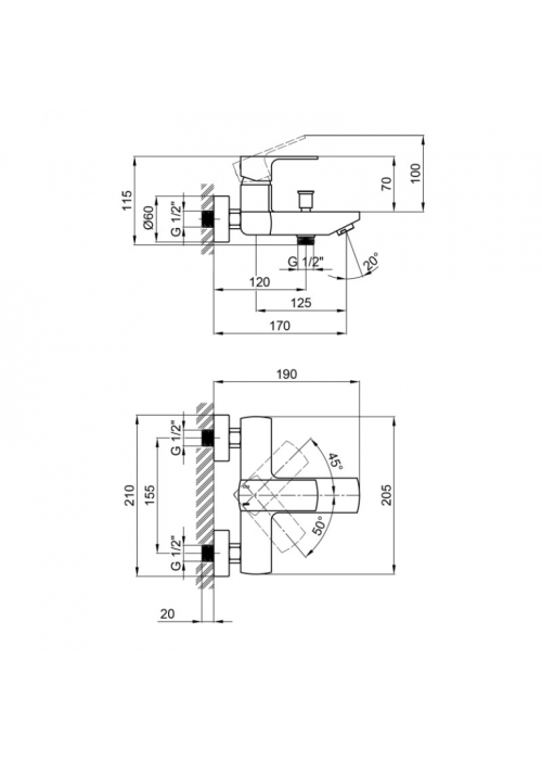 Смеситель для ванны Qtap Lipno 3023101DG