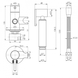 Набір для гігієнічного душу із змішувачем Qtap Inspai-Varius BCR V00440001