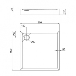 Душовий піддон Qtap Tern 309912C 90x90x12 см + сифон