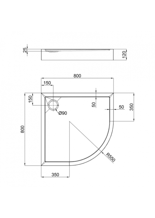 Душевой поддон Qtap Robin 308812C 80x80x12 см + сифон ROBIN308812C