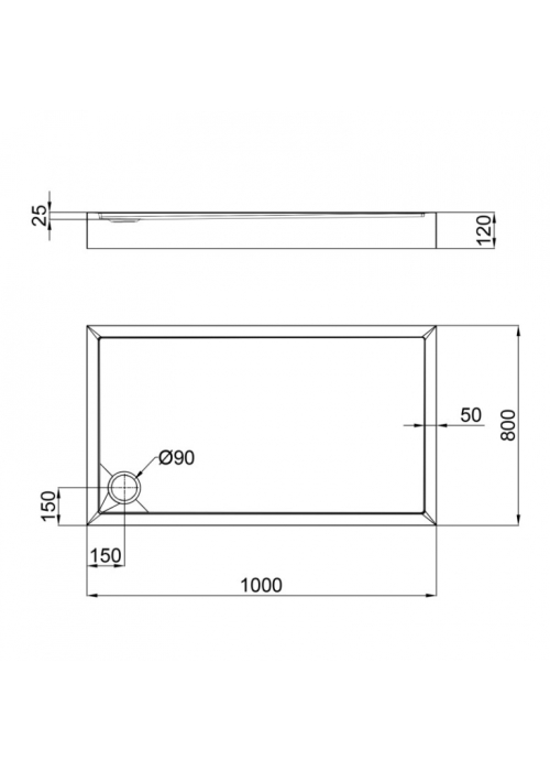 Душовий піддон Qtap Tern 301812C 100x80x12 см + сифон TERN301812C