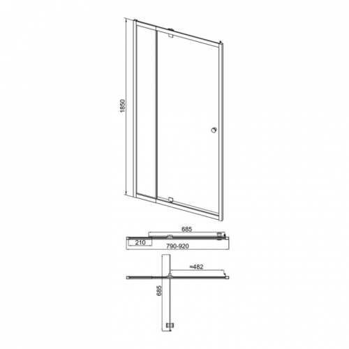 Душові двері в нішу Qtap Pisces WHI208-9.CP5 79-92х185 см, скло Pattern 5 мм PISWHI2089CP5