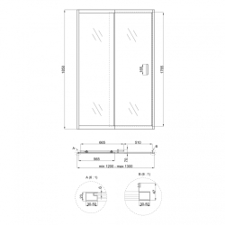 Душові двері в нішу Qtap Taurus CRM2012-13.C6 120-130x185 см, скло Clear 6 мм, покриття CalcLess TAUCRM201213C6