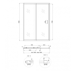 Душові двері в нішу Qtap Taurus CRM2013-14.C6 130-140x185 см, скло Clear 6 мм, покриття CalcLess TAUCRM201314C6