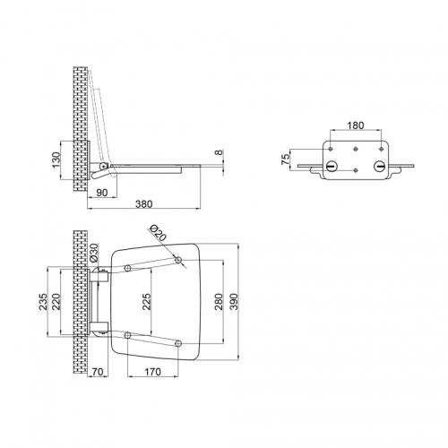 Сидіння для душу Qtap Comfort WHI5035 COMFWHI5034