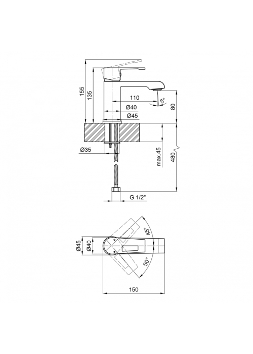 Смеситель для раковины Qtap Tern 1061102C (QTTER1061102C)