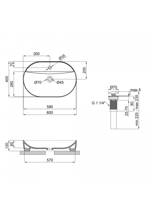 Раковина-чаша Qtap Scorpio 610x400x120 Matt black з донним клапаном (QT142203MBMB)