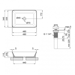 Раковина-чаша Qtap Virgo 490х350х110 Matt black з донним клапаном (QT18112261MBMB)