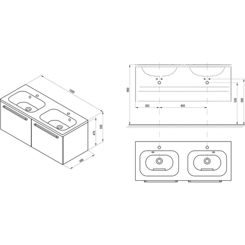 Тумба для подвійної раковини Ravak SD CHROME 1200, 120 см, білий глянець, X000000536