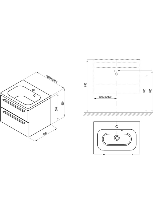 Шафка під умивальник SD Chrome II 70 см біла/біла, X000000920