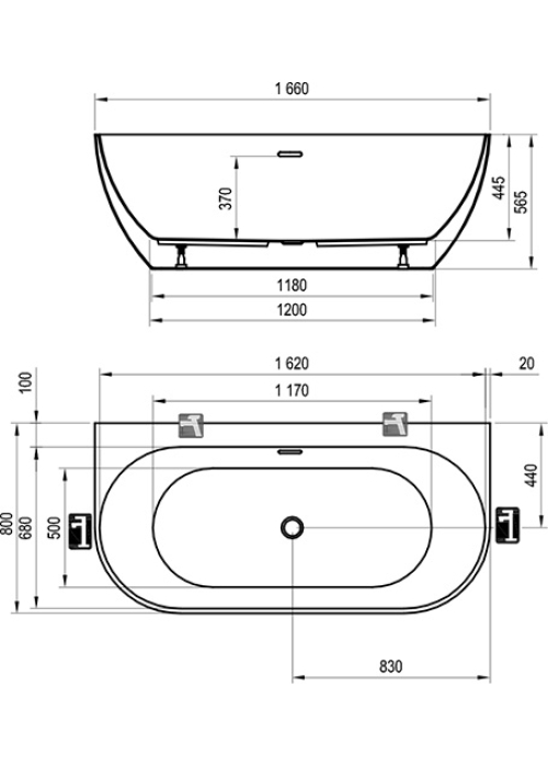 Ванна Ravak Freedom W 166x80 XC00100027 чорний