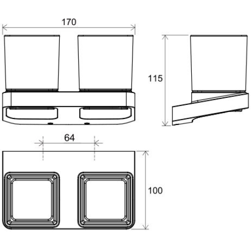 Тримач із двома стаканчиками Ravak 10° black X07P558