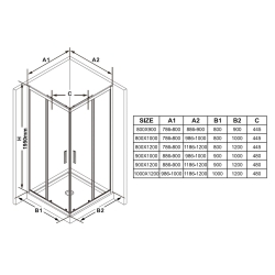 Душові двері Ravak Blix BLSRV2K-100 чорний+transparent X1XMA0300Z1