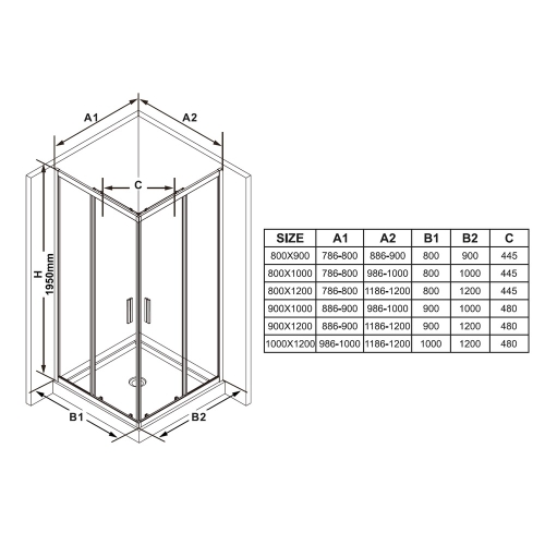 Душові двері Ravak Blix BLSRV2K-100 чорний+transparent X1XMA0300Z1