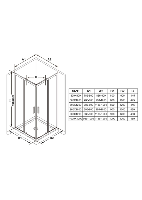 Душові двері Ravak Blix BLSRV2K-100 чорний+transparent X1XMA0300Z1