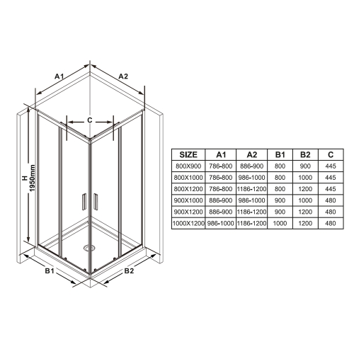 Душові двері Ravak Blix BLSRV2K-80 чорний+transparent X1XM40300Z1