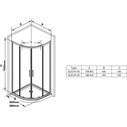 Душевая кабина Ravak Blix Slim BLSCP4-80 чёрный transparent X3BM40300Z1