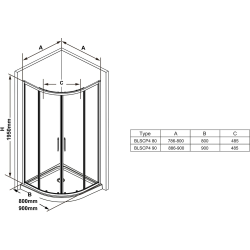 Душова кабіна Ravak Blix Slim BLSCP4-80 чорний transparent X3BM40300Z1