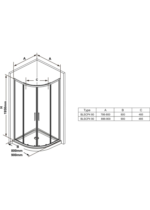 Душова кабіна Ravak Blix Slim BLSCP4-80 чорний transparent X3BM40300Z1