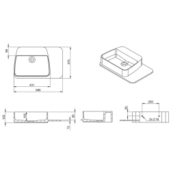 Раковина підвісна кам'яна Volle Solid surface з поличкою 58х37 см білий 13-40-415