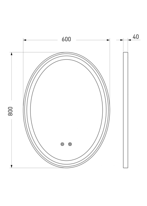 Зеркало Volle 60х80см с подсветкой и подогревом 16-40-600S