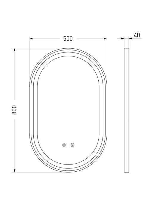 Зеркало овальное Volle 50x80 см 16-42-500B с подсветкой