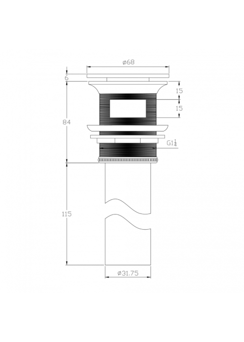 Донний клапан Push-open Volle Solid surface (90-00-060)