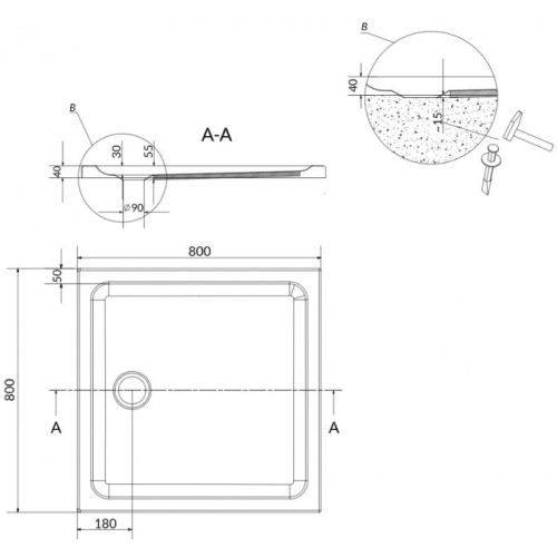 Душовий піддон CERSANIT TAKO 80x80 S204-009