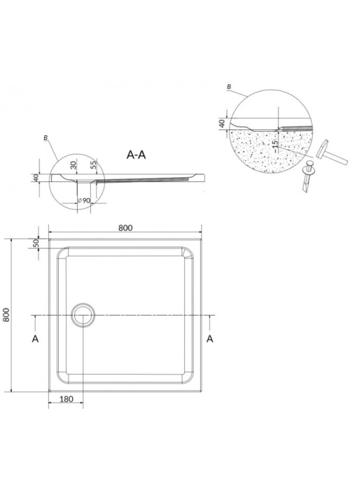 Душовий піддон CERSANIT TAKO 80x80 S204-009