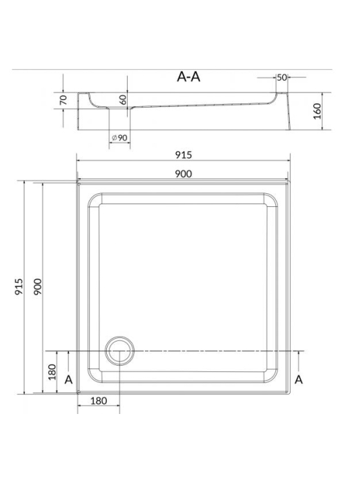 Душовий піддон CERSANIT TAKO 90x90 S204-012