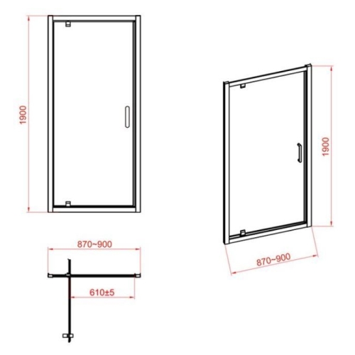 Душові двері CERSANIT ZIP 190x90 S154-006