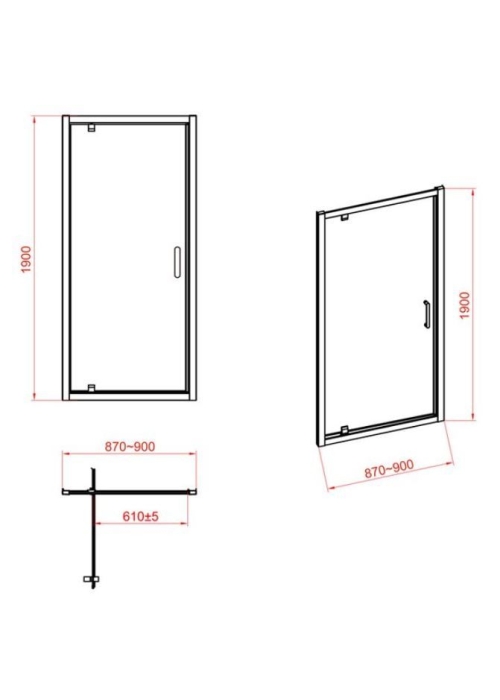 Душові двері CERSANIT ZIP 190x90 S154-006