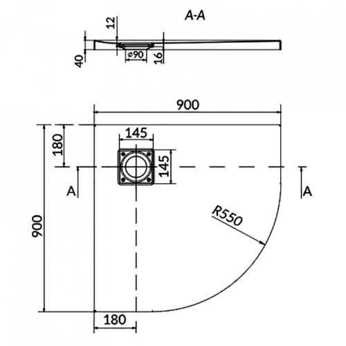 Душовий піддон Cersanit TAKO SLIM 90X4 S204-024-PP