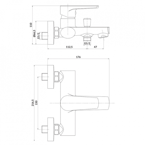 Змішувач для ванни Cersanit Moduo S951-346