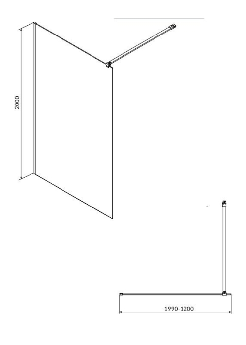 Душова стінка Cersanit Walk-in MILLE 120х200 см хром S161-002