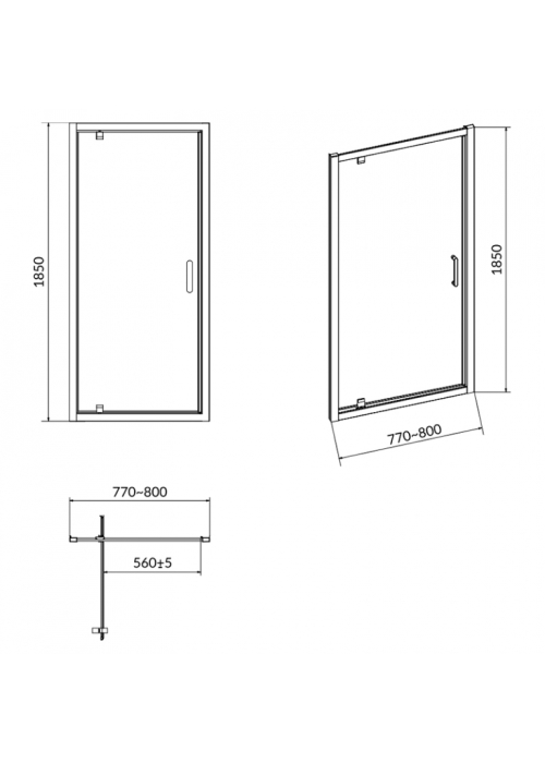 Душові двері CERSANIT Pivot Basic 80x185 см S158-001 прозоре скло