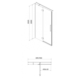 Душові двері CERSANIT Crea L 90x200 см S159-005 прозоре скло