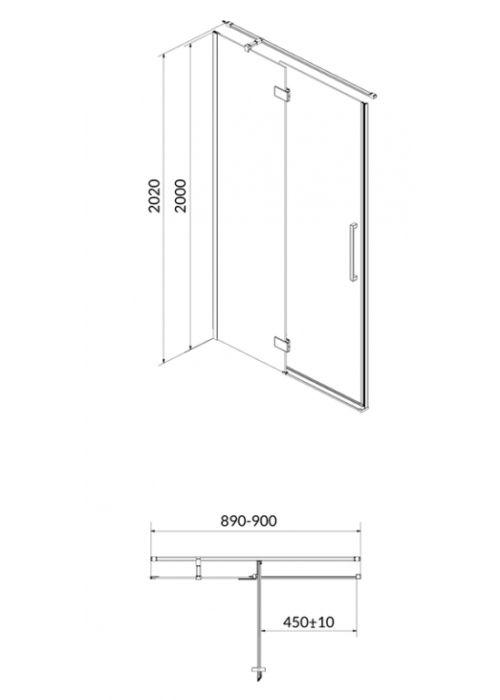 Душові двері CERSANIT Crea L 90x200 см S159-005 прозоре скло